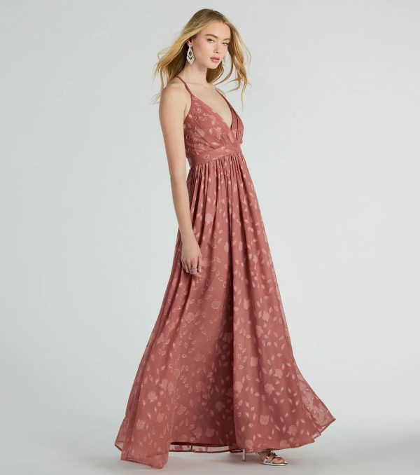 Arya V-Neck Strappy A-Line Floral Chiffon Formal Dress - Image 8