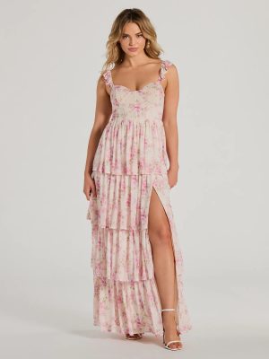 Gwen Sweetheart Ruffle Floral A-Line Formal Dress