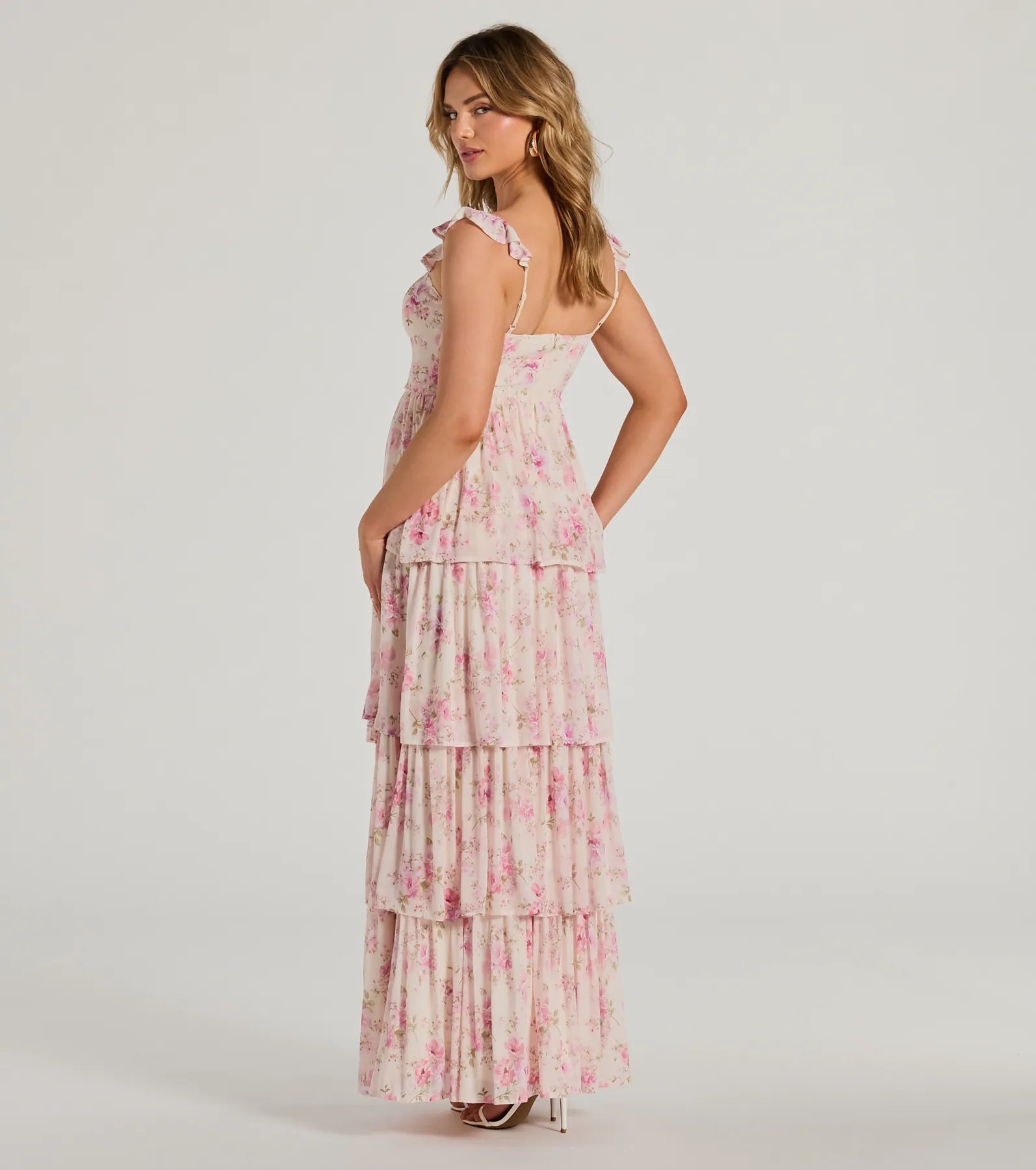 Gwen Sweetheart Ruffle Floral A-Line Formal Dress - Image 2