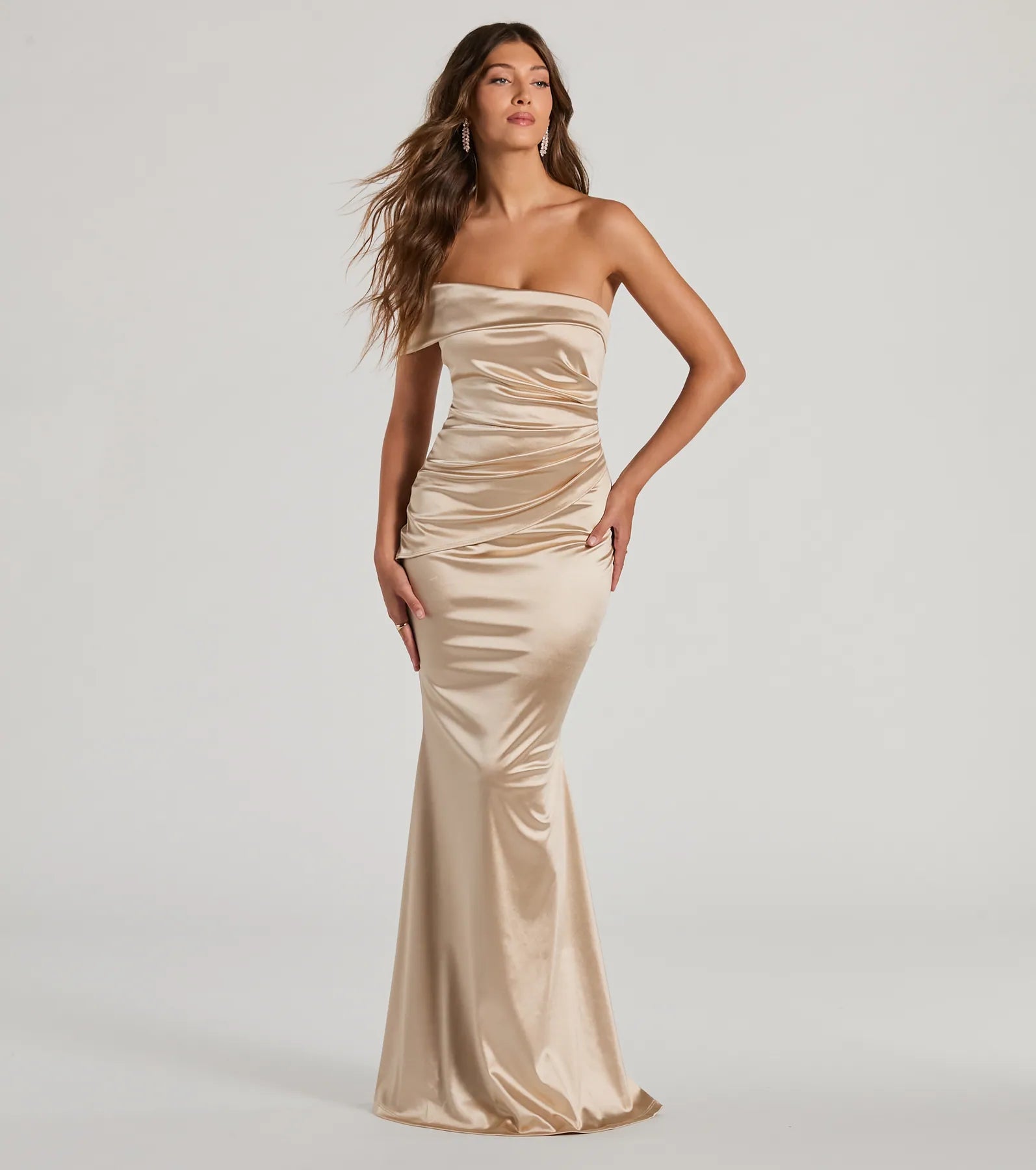 Zoey Formal One-Shoulder Satin Mermaid Dress - Image 9