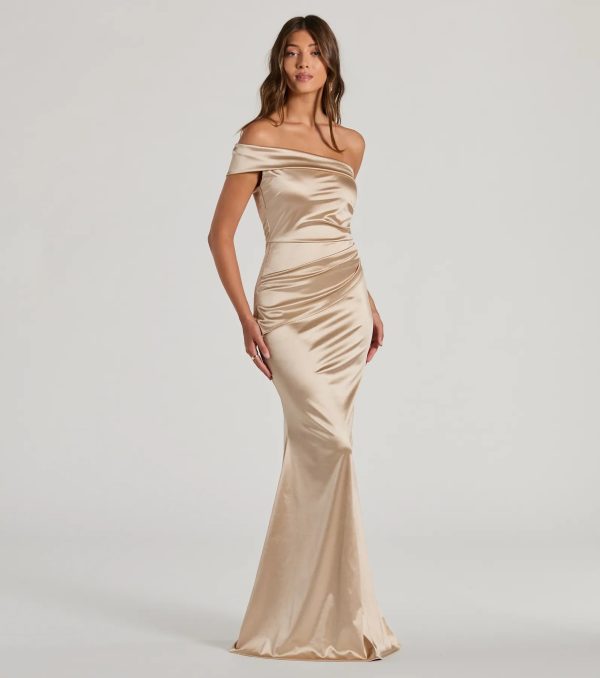 Zoey Formal One-Shoulder Satin Mermaid Dress - Image 12