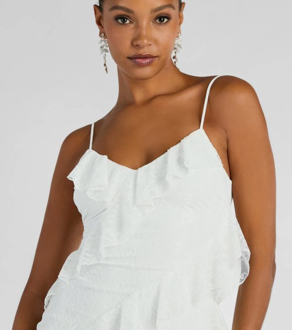 Aimee V-Neck Ruffle Slim Lace Formal Dress - Image 3