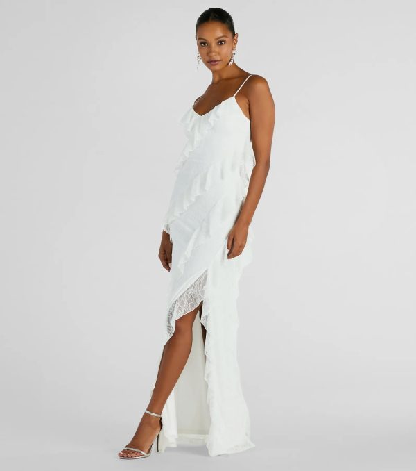 Aimee V-Neck Ruffle Slim Lace Formal Dress - Image 4