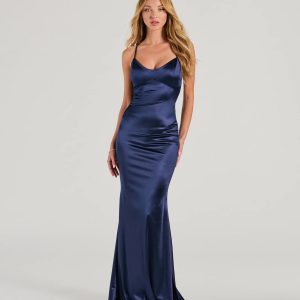 Emmie Lace-Up Mermaid Satin Formal Dress