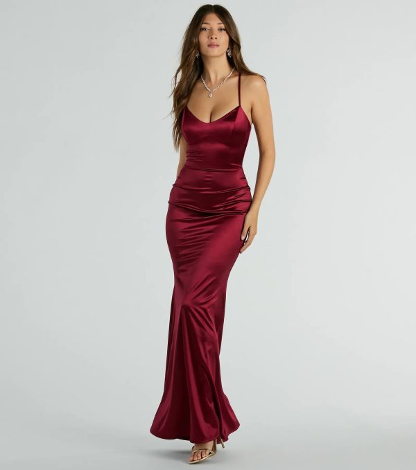 Emmie Lace-Up Mermaid Satin Formal Dress - Image 5