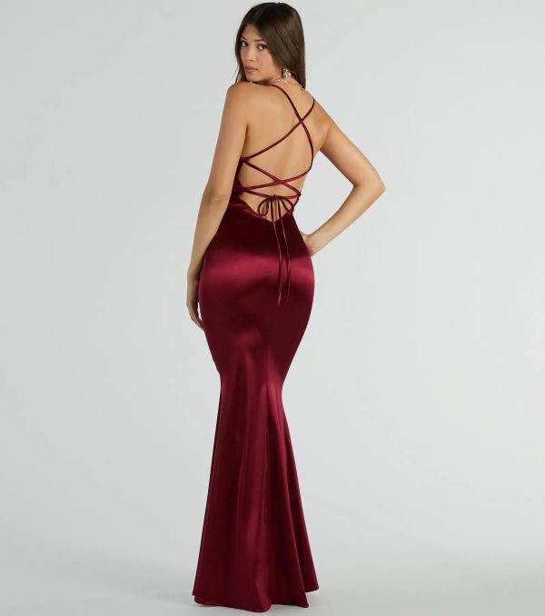 Emmie Lace-Up Mermaid Satin Formal Dress - Image 6