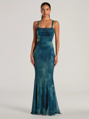 Estelle Lace-Up Abstract Mermaid Formal Dress