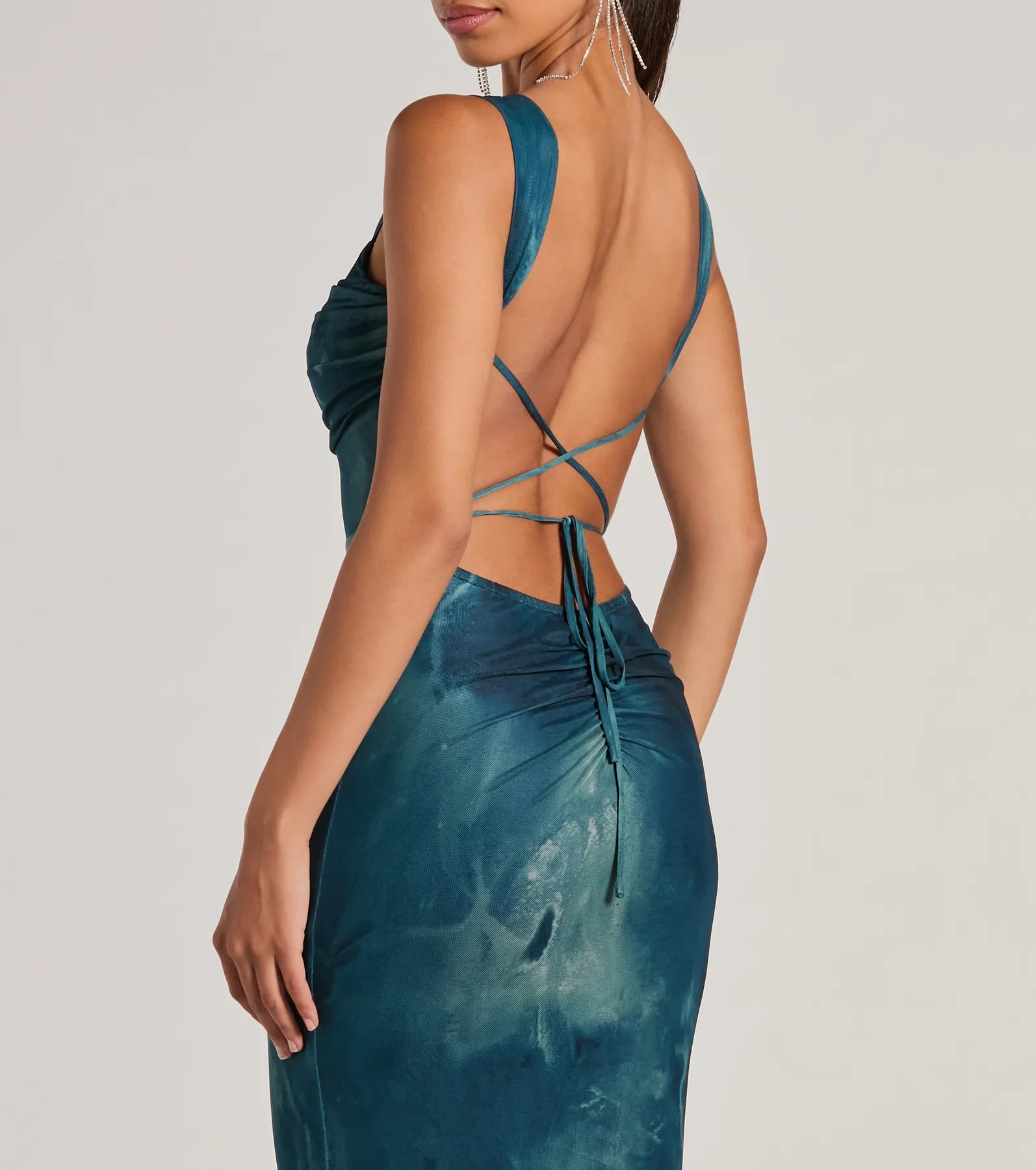 Estelle Lace-Up Abstract Mermaid Formal Dress - Image 4