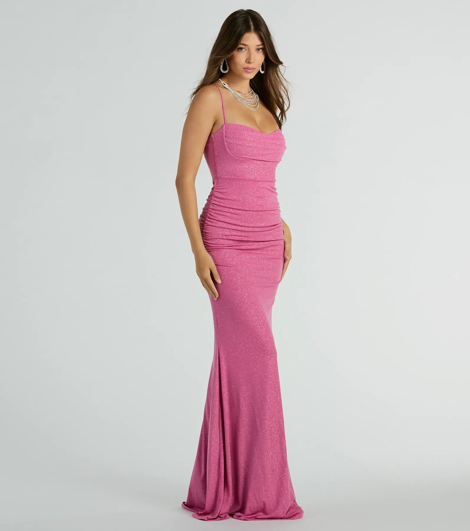 Ayanna Formal Glitter Ruched Mermaid Long Dress - Image 4