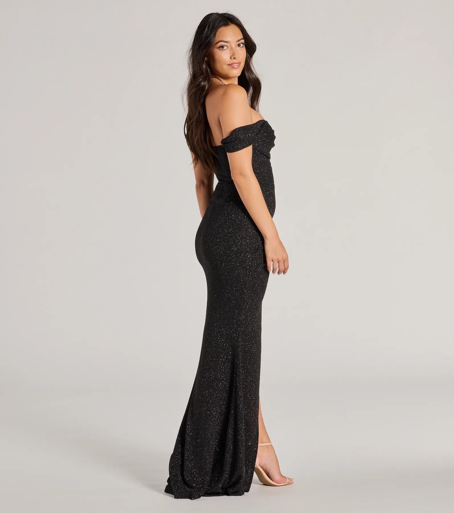Airlie Formal Glitter Off-The-Shoulder Dress - Image 10