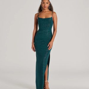 Kelly Cowl Neck Strappy Mermaid Glitter Formal Dress