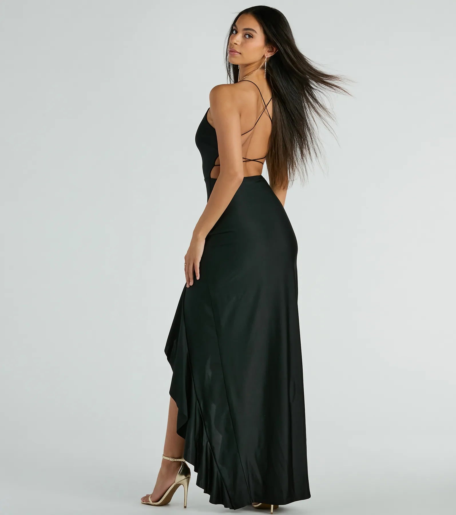 Lainey Ruffled High Slit Long Formal Dress - Image 7
