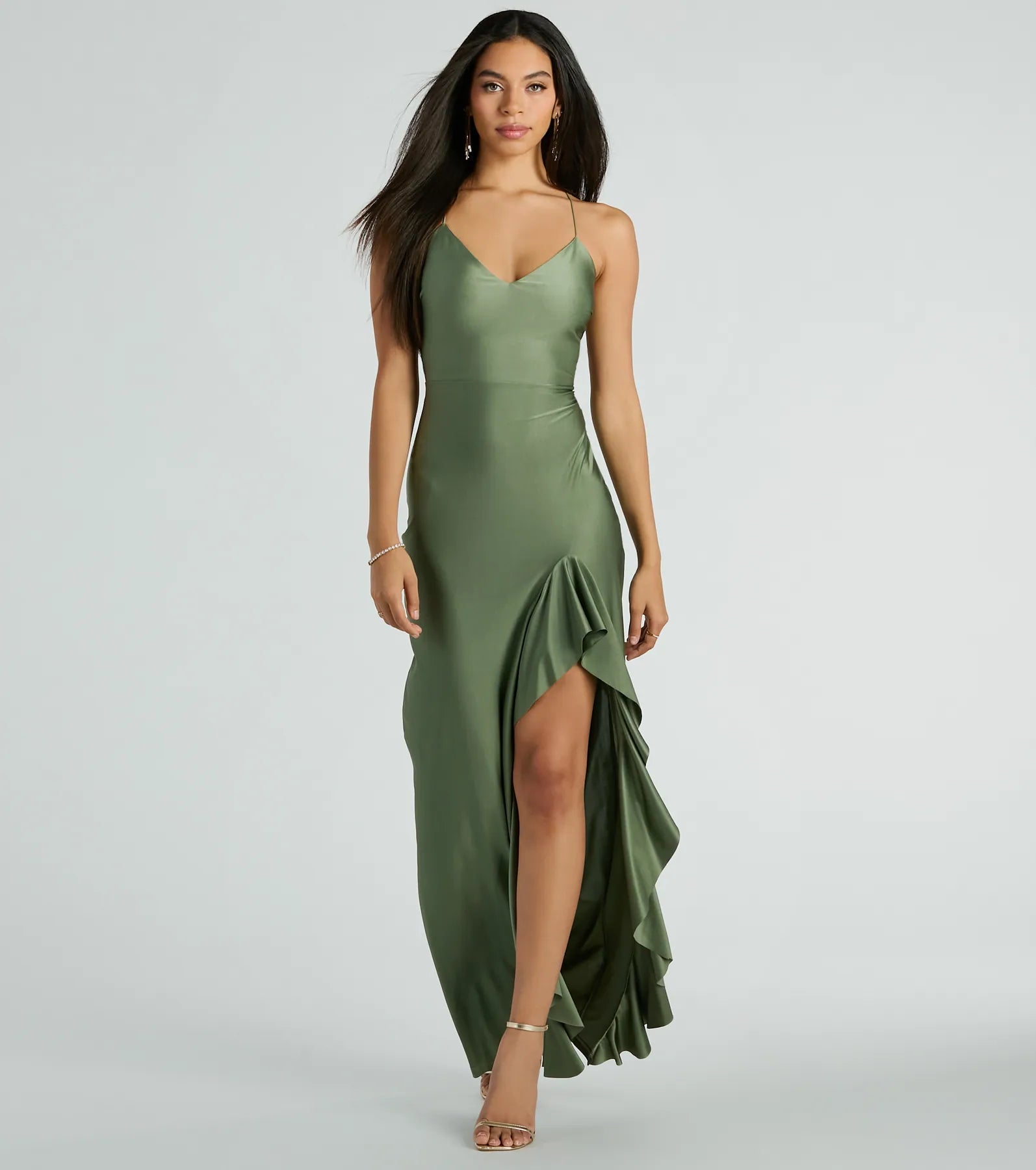 Lainey Ruffled High Slit Long Formal Dress - Image 10