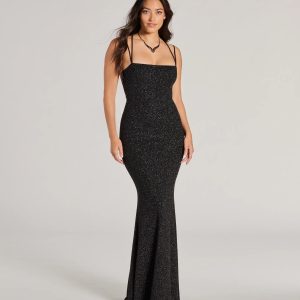 Jade Lace-Up Mermaid Glitter Formal Dress