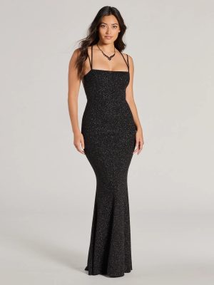 Jade Lace-Up Mermaid Glitter Formal Dress