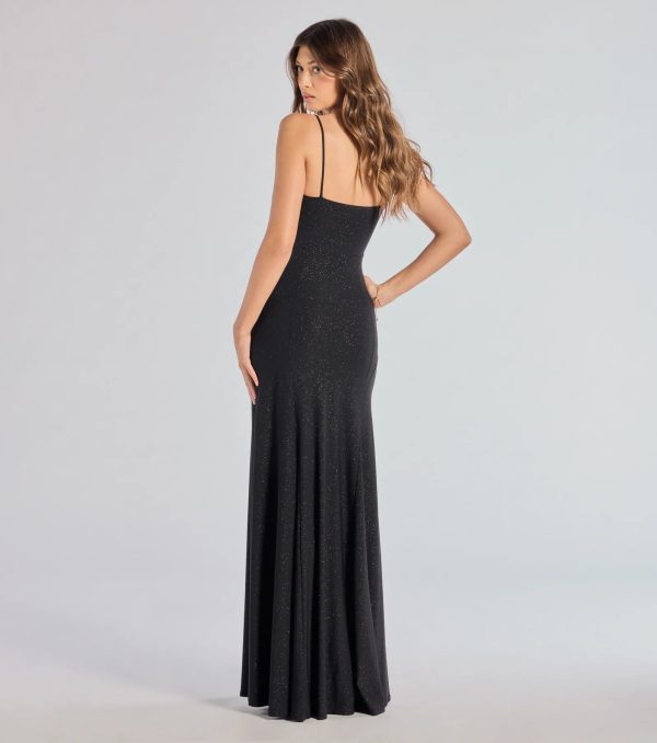 Wendy Sleeveless A-Line Glitter Formal Dress - Image 2