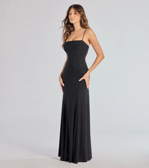 Wendy Sleeveless A-Line Glitter Formal Dress - Image 4