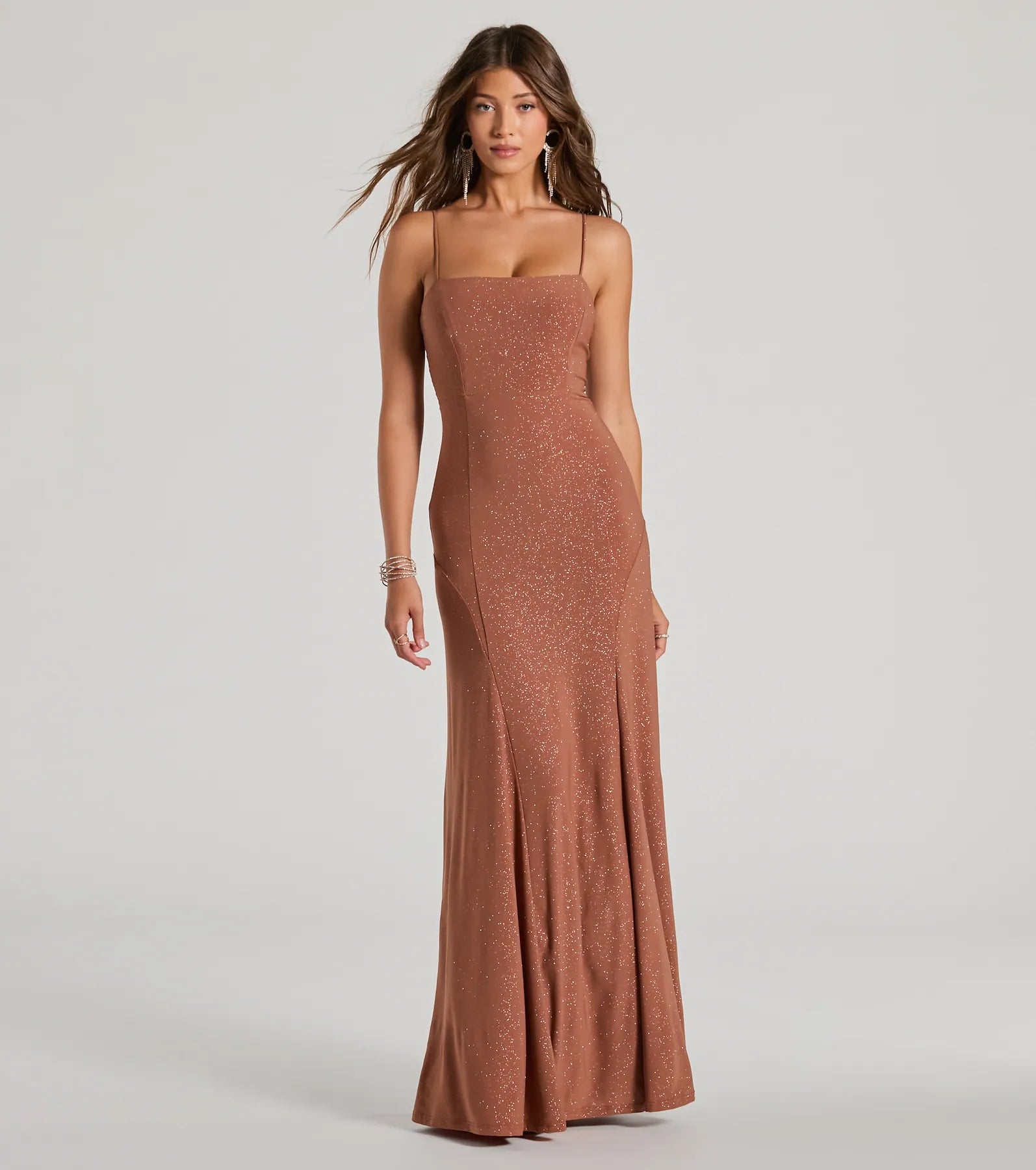 Wendy Sleeveless A-Line Glitter Formal Dress - Image 5