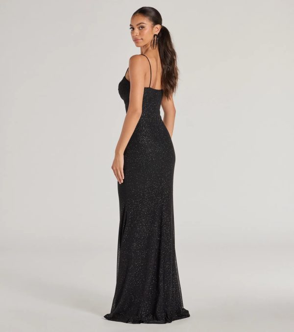 Aileen Sleeveless Glitter Mesh Mermaid Dress - Image 2
