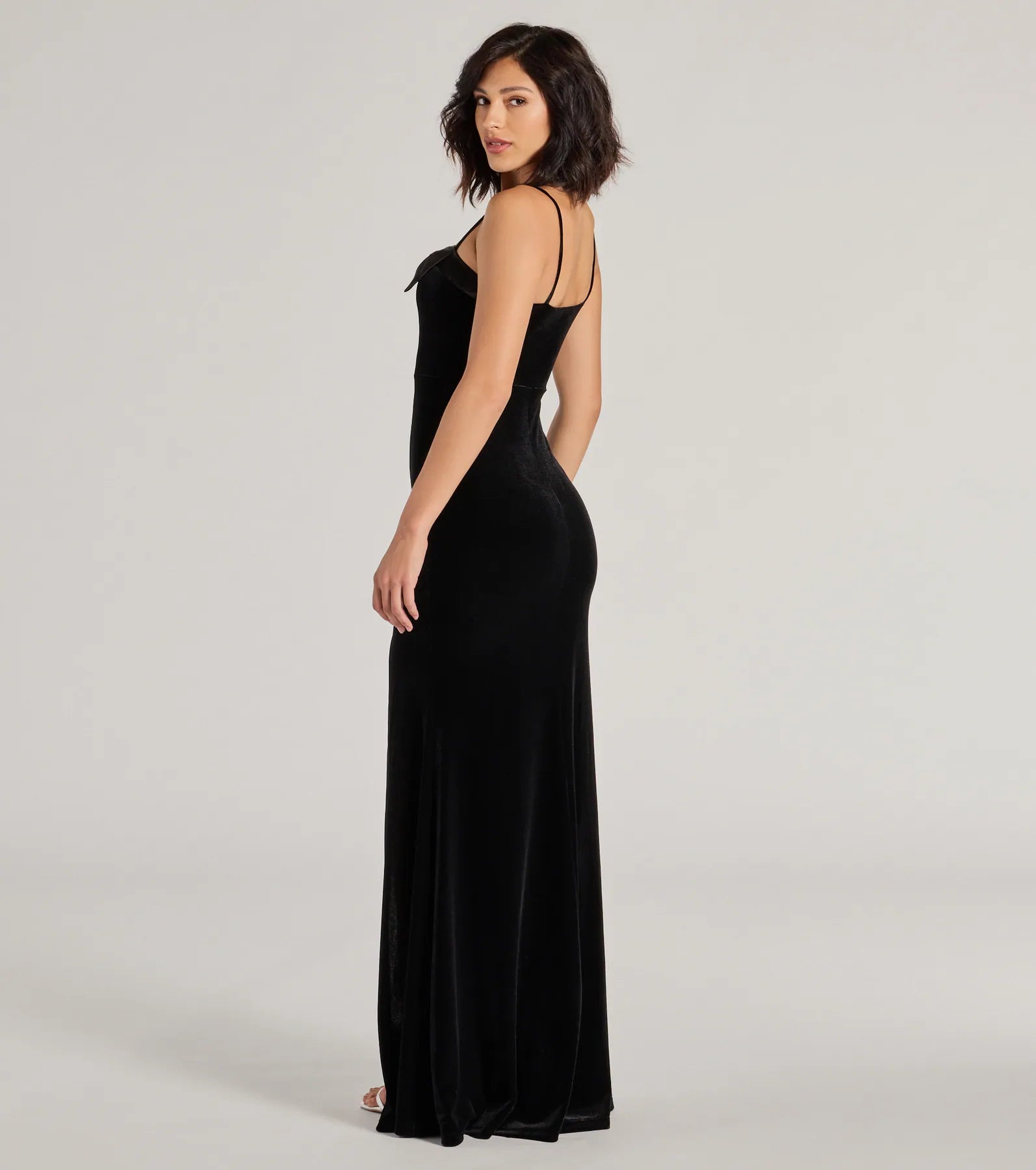 Gracie Velvet and Bow High Slit Mermaid Dress - Image 2