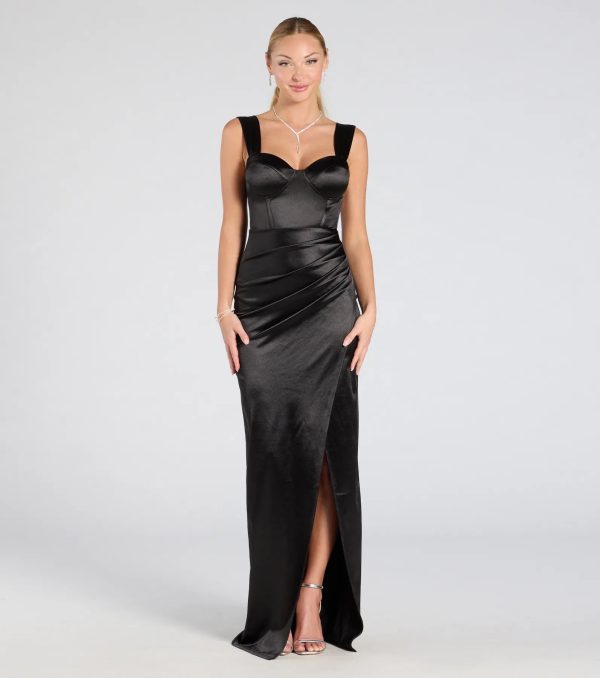 Lorelli Formal Satin Wrap Long Dress - Image 5
