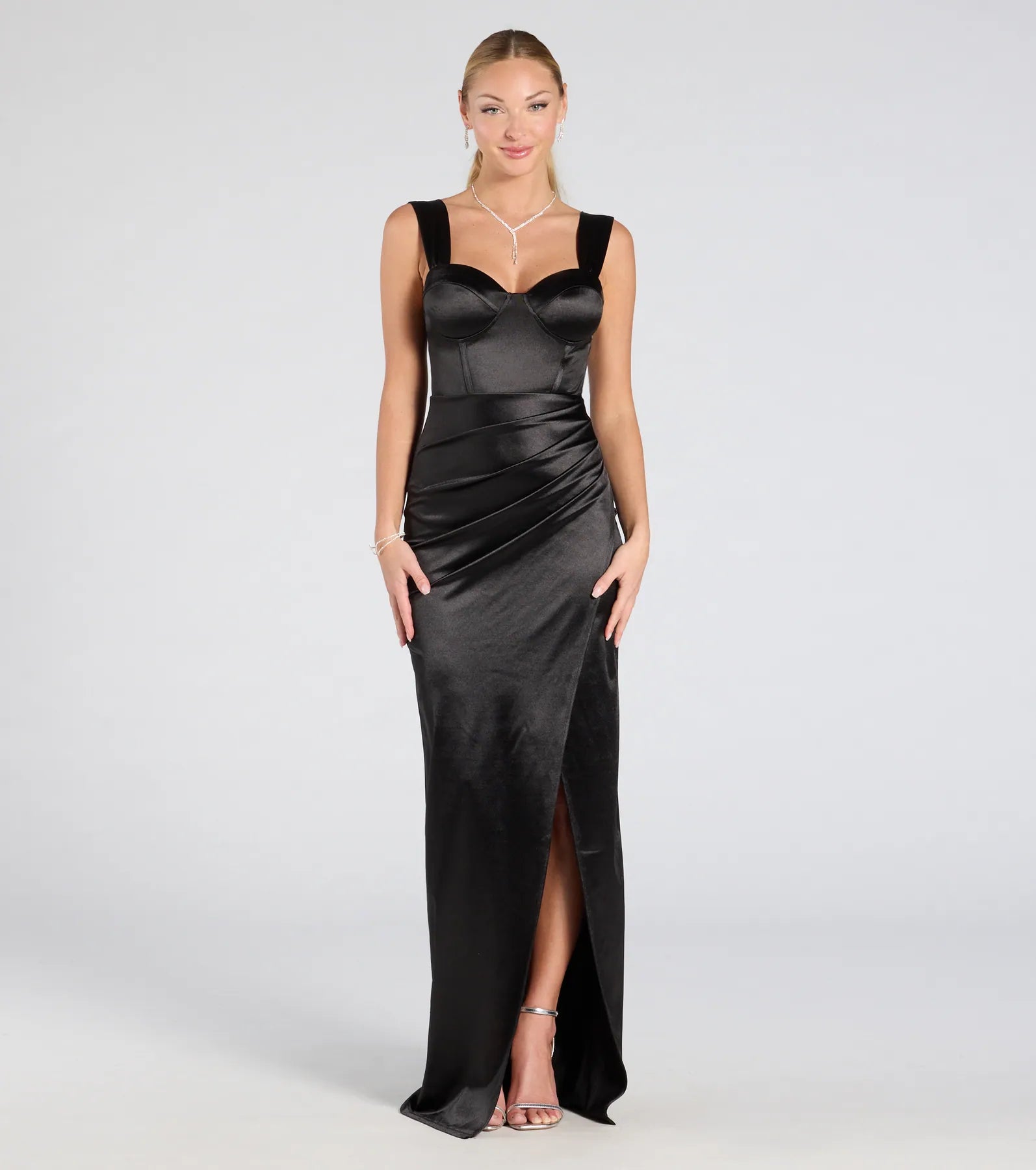 Lorelli Formal Satin Wrap Long Dress - Image 5