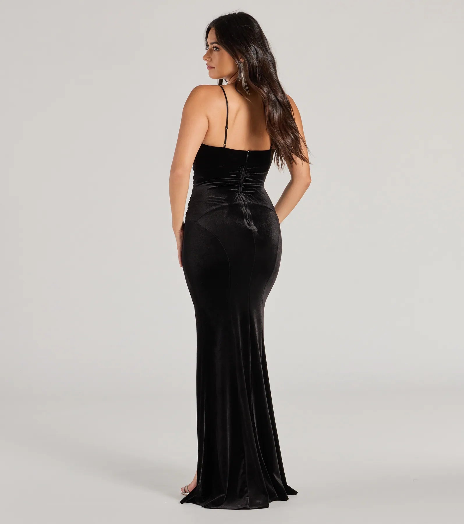 Lizza Cowl Neck Slit Mermaid Velvet Formal Dress - Image 6