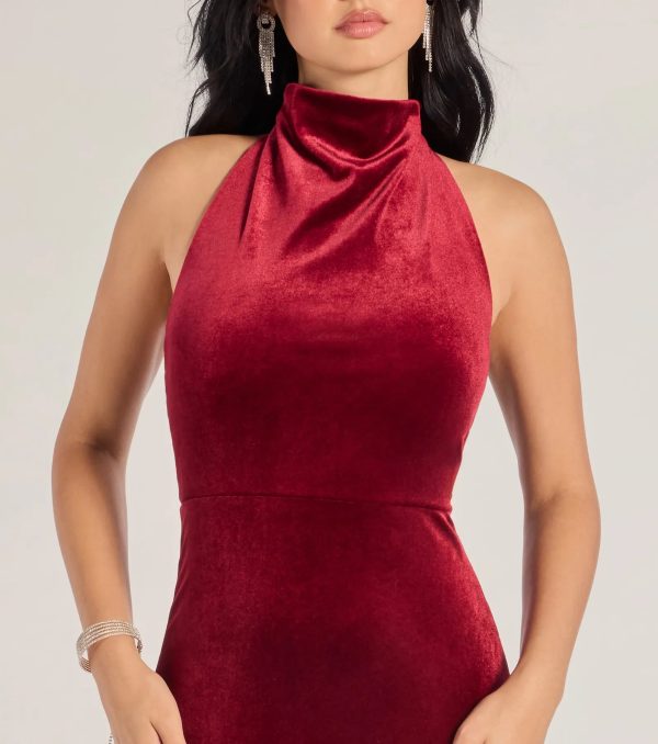 Nara Long Velvet Halter Mermaid Dress - Image 7