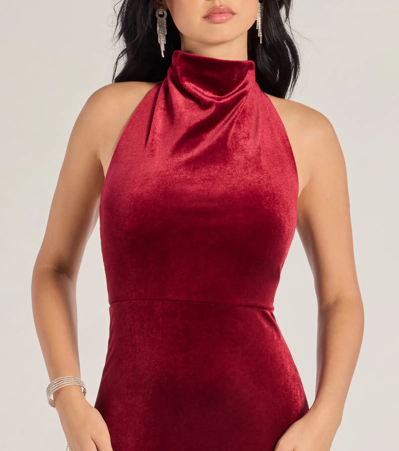 Nara Long Velvet Halter Mermaid Dress - Image 7