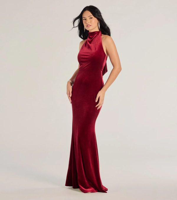 Nara Long Velvet Halter Mermaid Dress - Image 8
