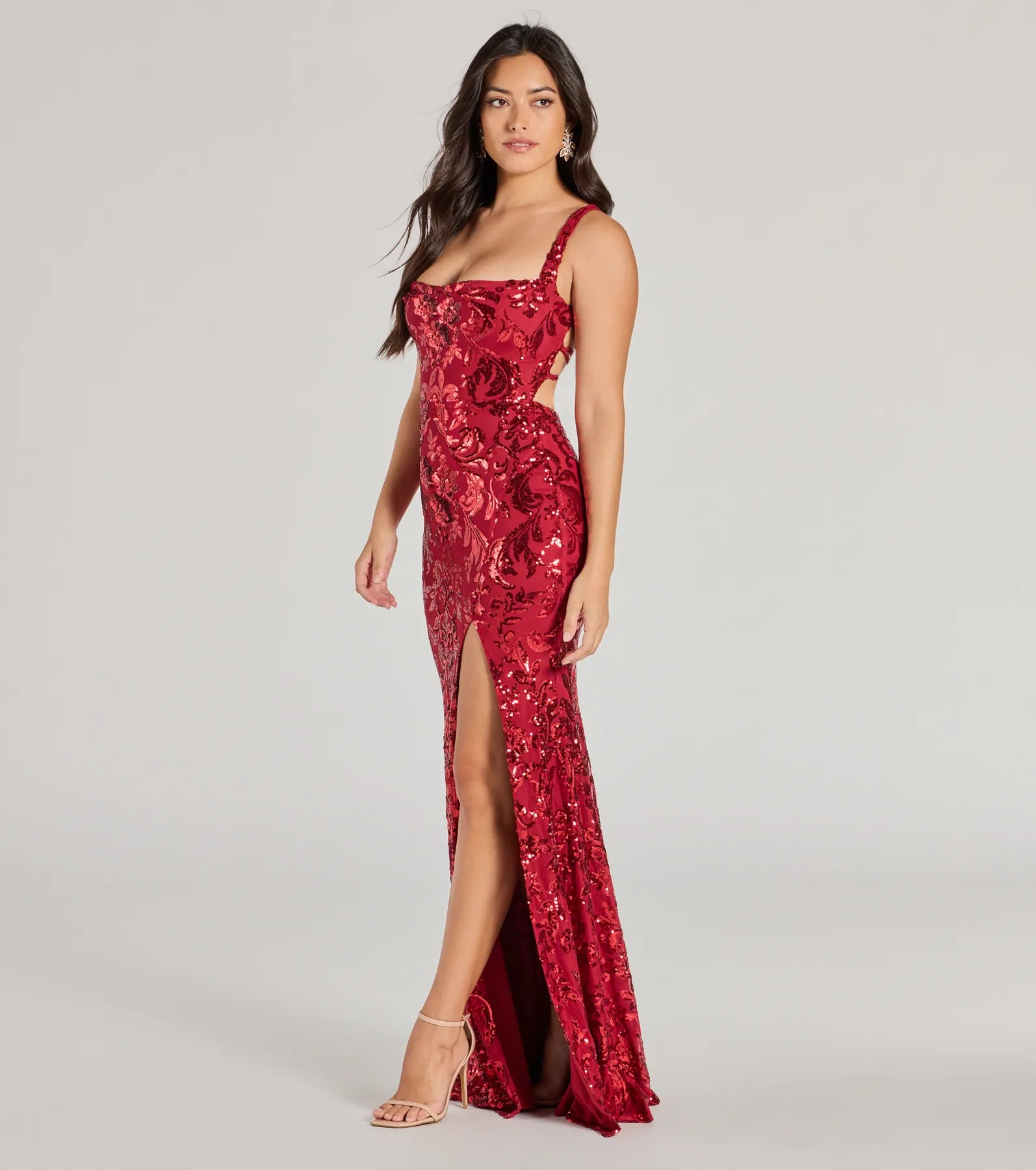 Moira Lace-Up Sequin Formal Dress - Image 9