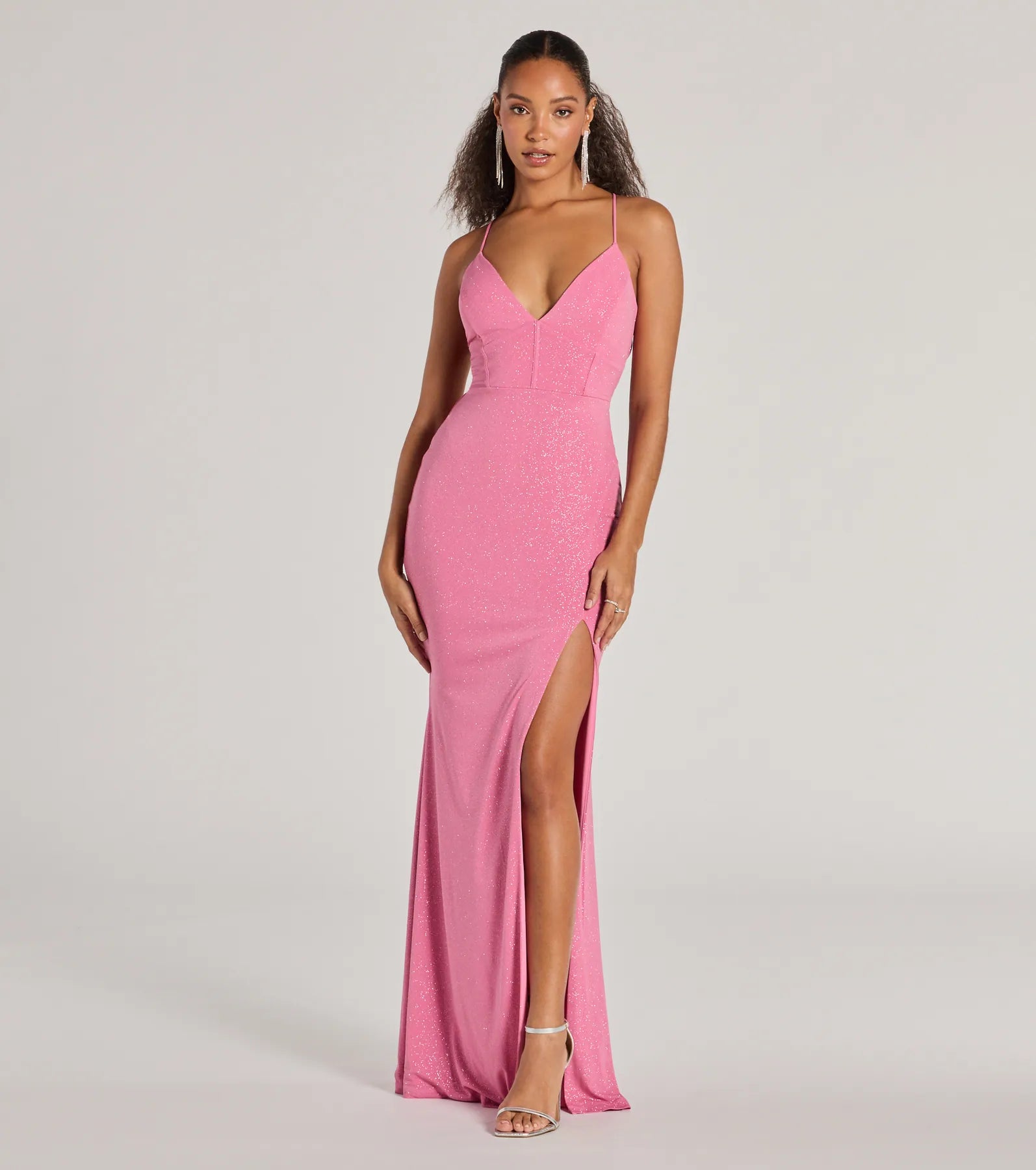 Sariah Lace-Up Glitter Knit Mermaid Dress - Image 9