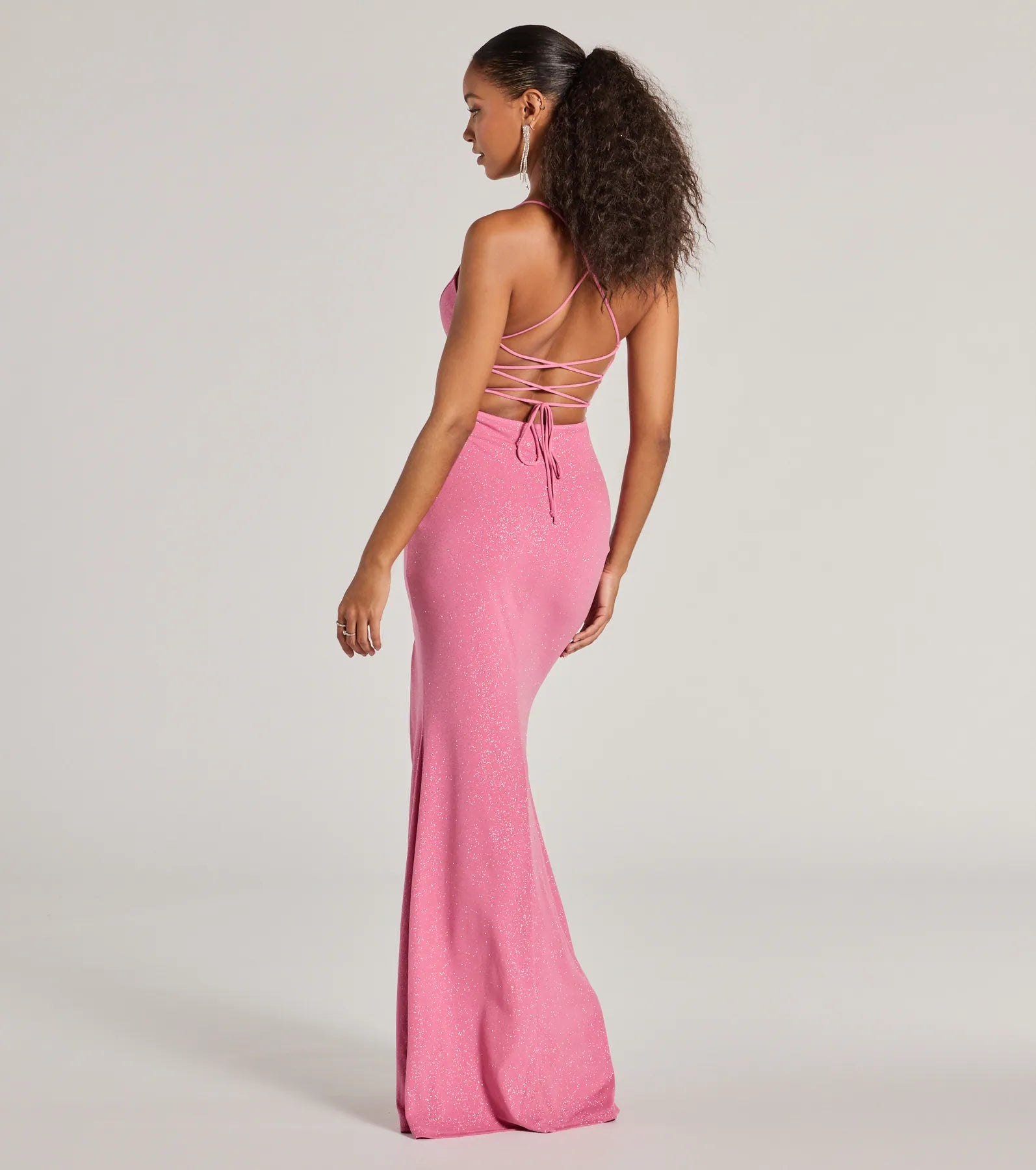 Sariah Lace-Up Glitter Knit Mermaid Dress - Image 10
