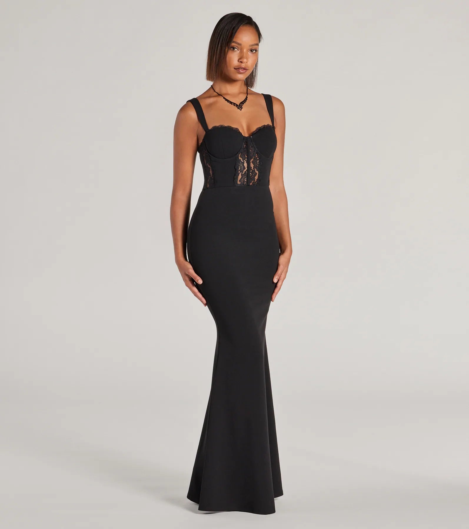 Aspen Sweetheart Lace Crepe Mermaid Formal Dress - Image 4