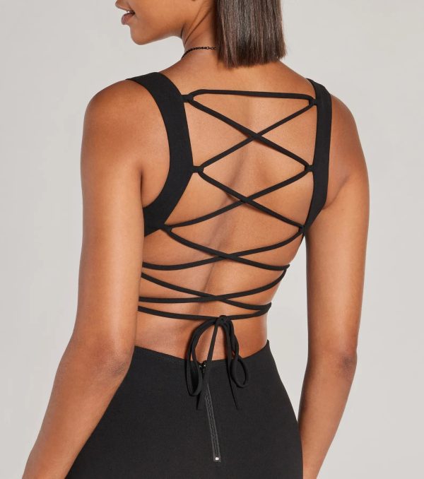 Everley Lace-Up Slit Mermaid Crepe Formal Dress - Image 4