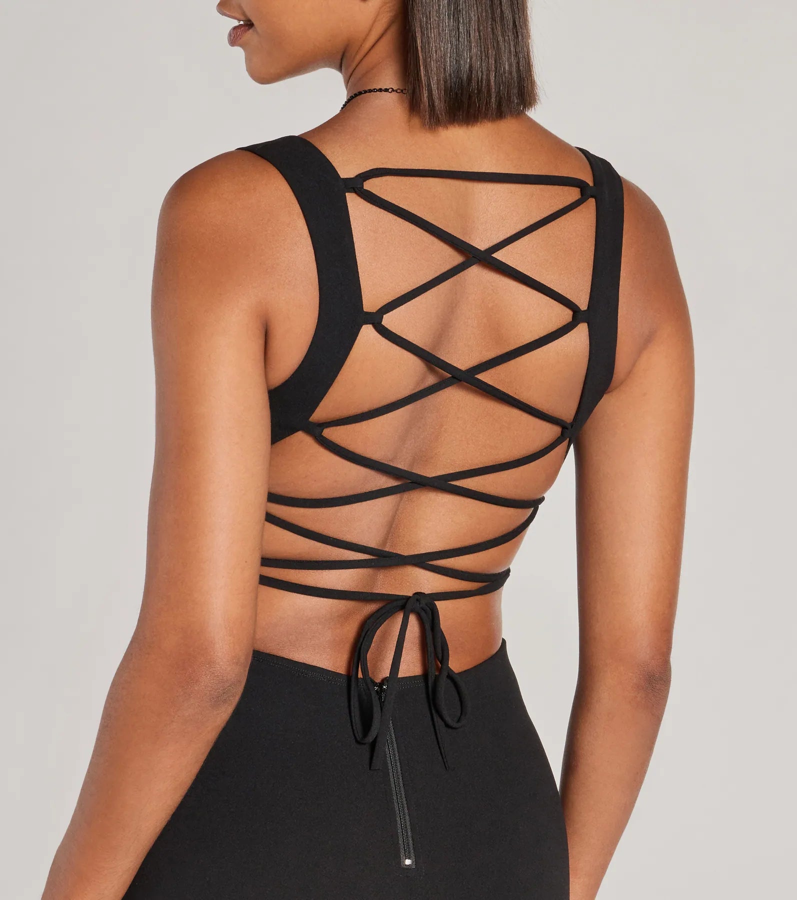 Everley Lace-Up Slit Mermaid Crepe Formal Dress - Image 4