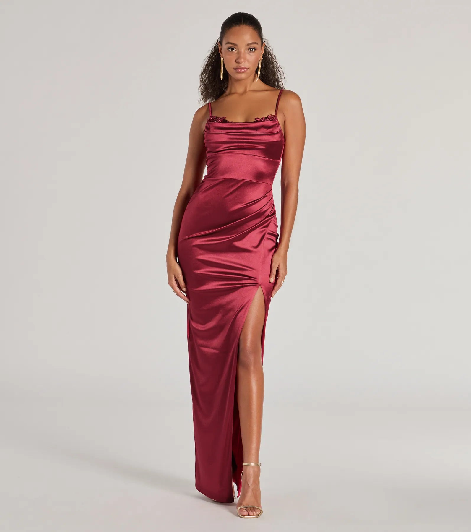 Amelia Formal Satin Embroidered Dress - Image 13