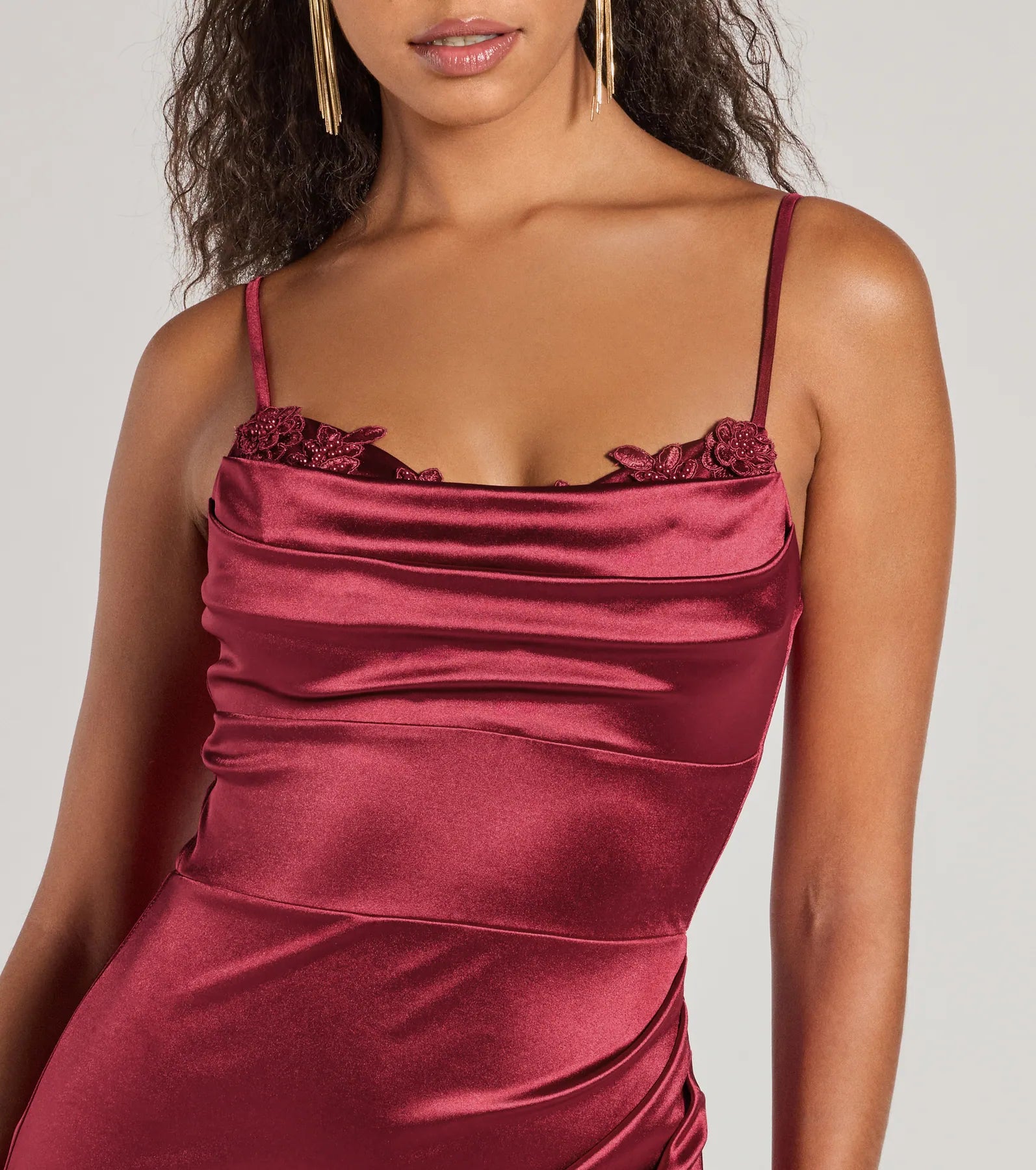 Amelia Formal Satin Embroidered Dress - Image 15