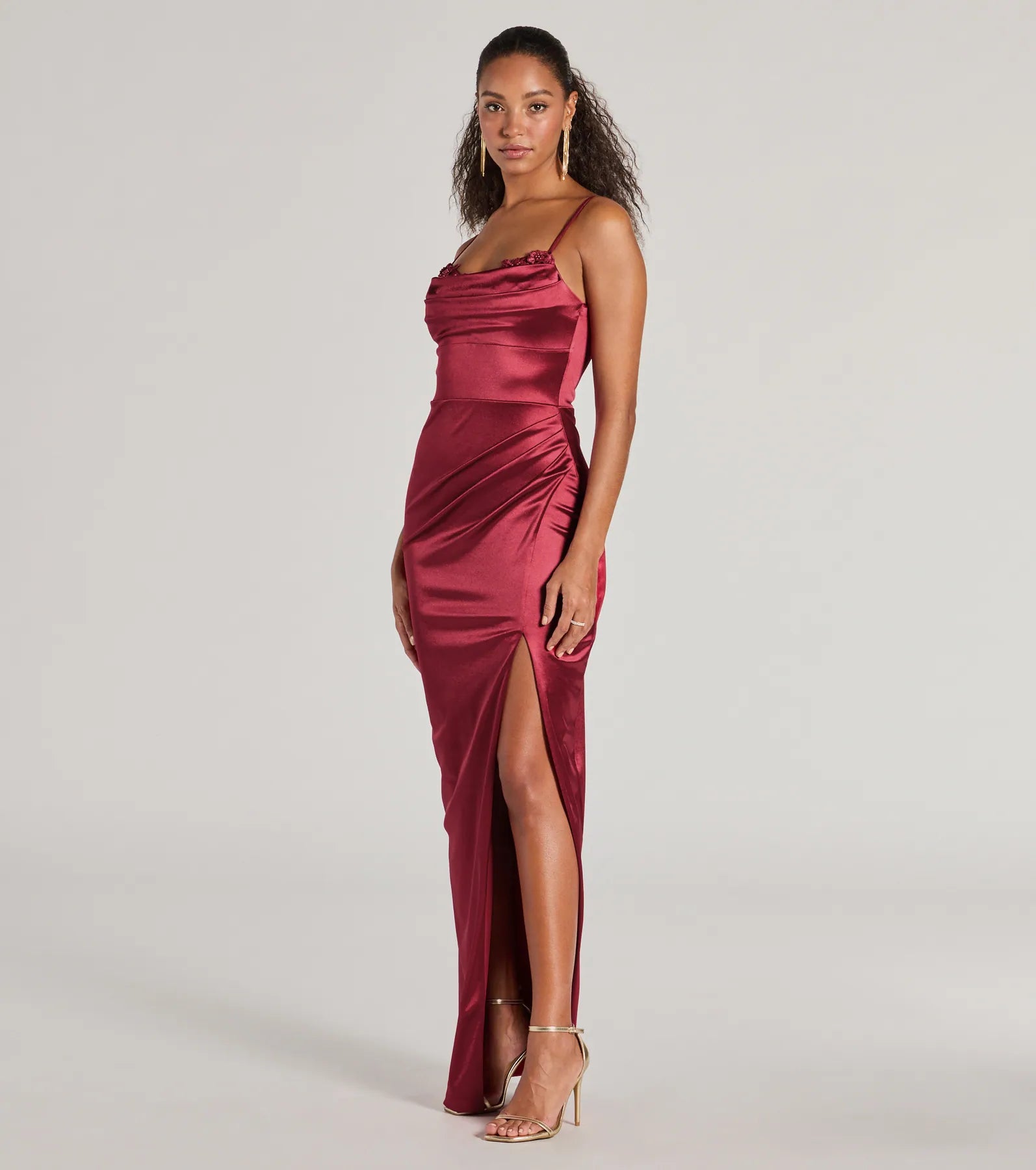 Amelia Formal Satin Embroidered Dress - Image 16