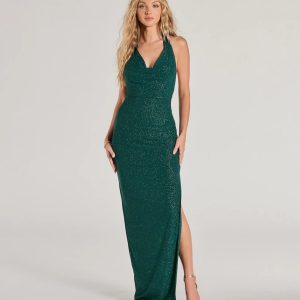 Debra Halter Open Back Slim Glitter Formal Dress
