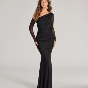 Esther One-Shoulder Mermaid Mesh Formal Dress