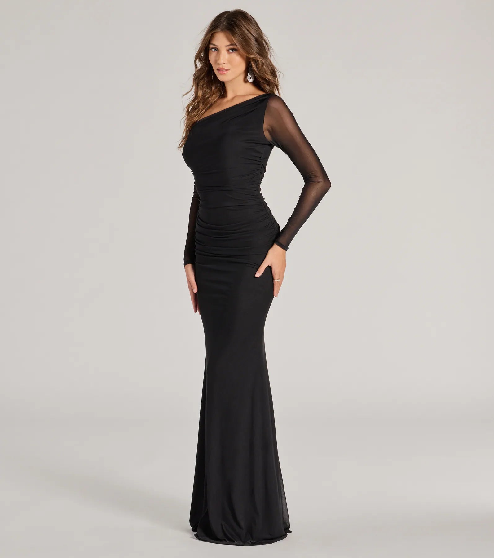 Esther One-Shoulder Mermaid Mesh Formal Dress - Image 4