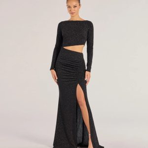 Brynn Long Sleeve Glitter Cutout Mermaid Dress