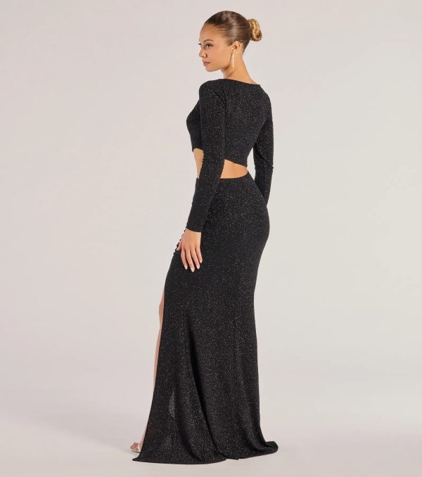 Brynn Long Sleeve Glitter Cutout Mermaid Dress - Image 2