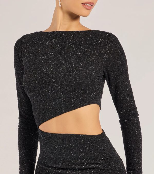 Brynn Long Sleeve Glitter Cutout Mermaid Dress - Image 3