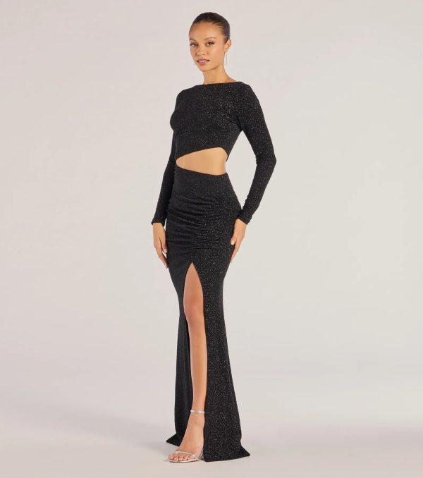 Brynn Long Sleeve Glitter Cutout Mermaid Dress - Image 4