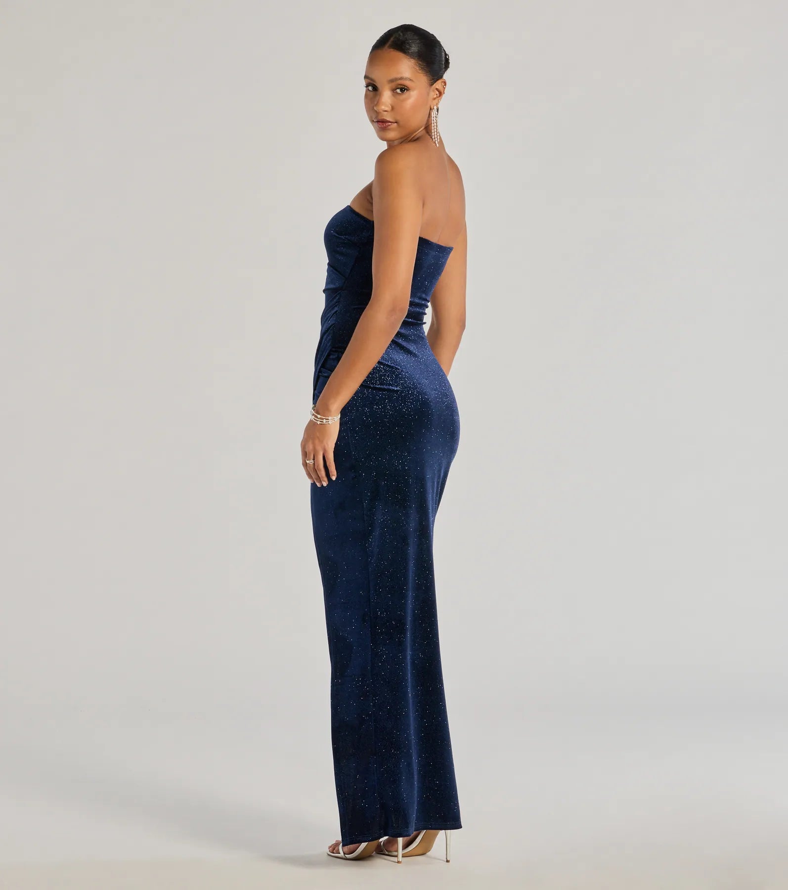 Cordelia Velvet Glitter Long Wrap Dress - Image 2