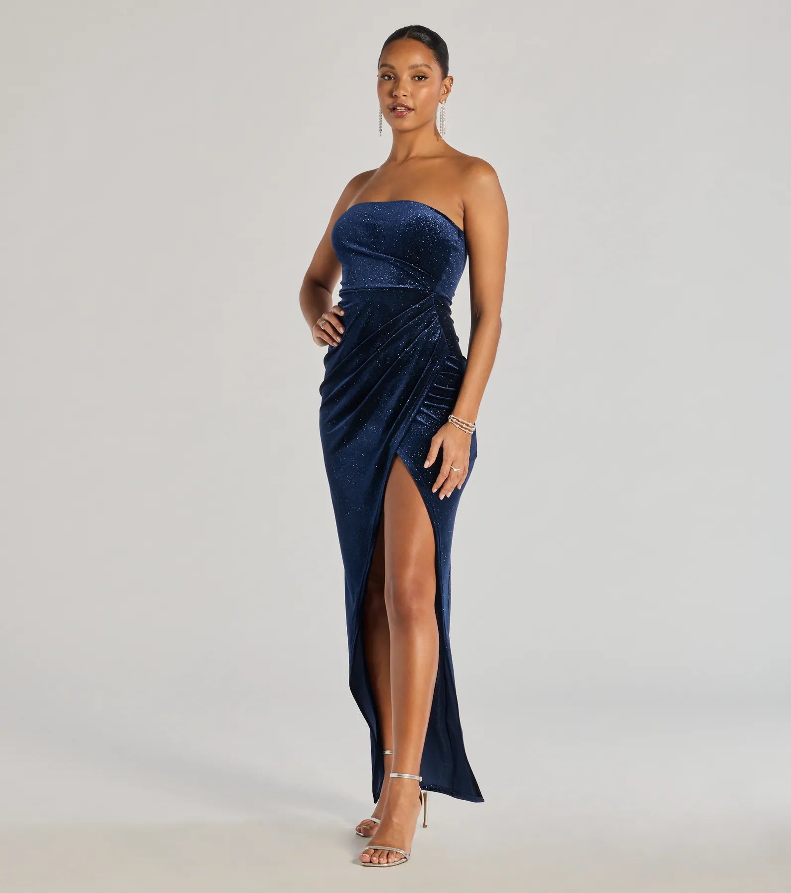 Cordelia Velvet Glitter Long Wrap Dress - Image 4