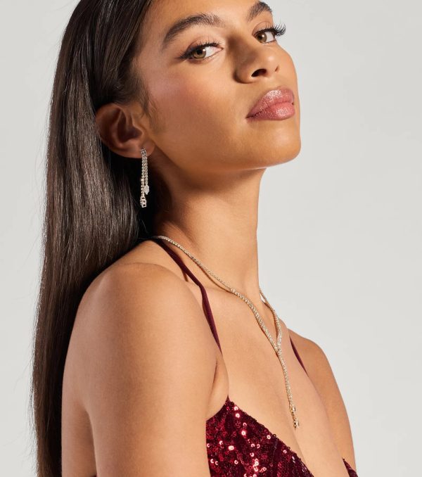 Meara Sequin Velvet Hight Slit Column Dress - Image 5