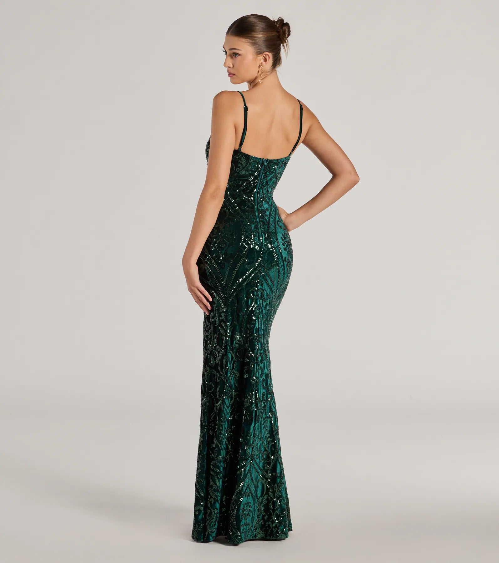Lilia Sequin Velvet High Slit Column Dress - Image 2